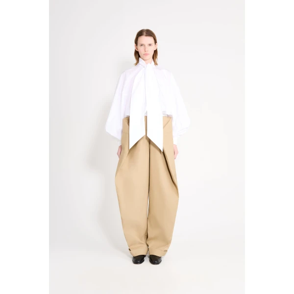Viktor & Rolf Pussy Bow Poplin Circle Blouse in White, view 2