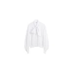 Viktor & Rolf Pussy Bow Poplin Circle Blouse in White