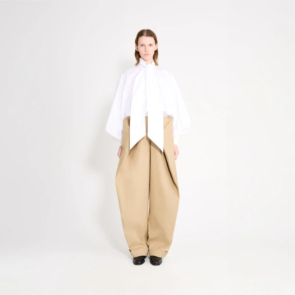 Viktor & Rolf Pussy Bow Poplin Circle Blouse in White, view 4
