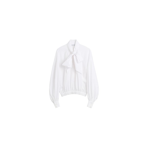 Viktor & Rolf Pussy Bow Poplin Circle Blouse in White