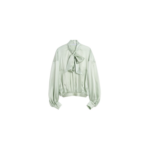 Viktor & Rolf Pussy Bow Silk Circle Blouse in Light Green