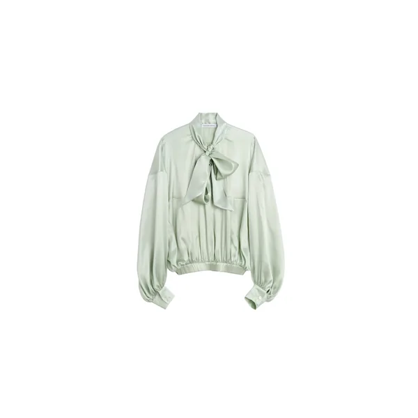 Viktor & Rolf Pussy Bow Silk Circle Blouse in Light Green