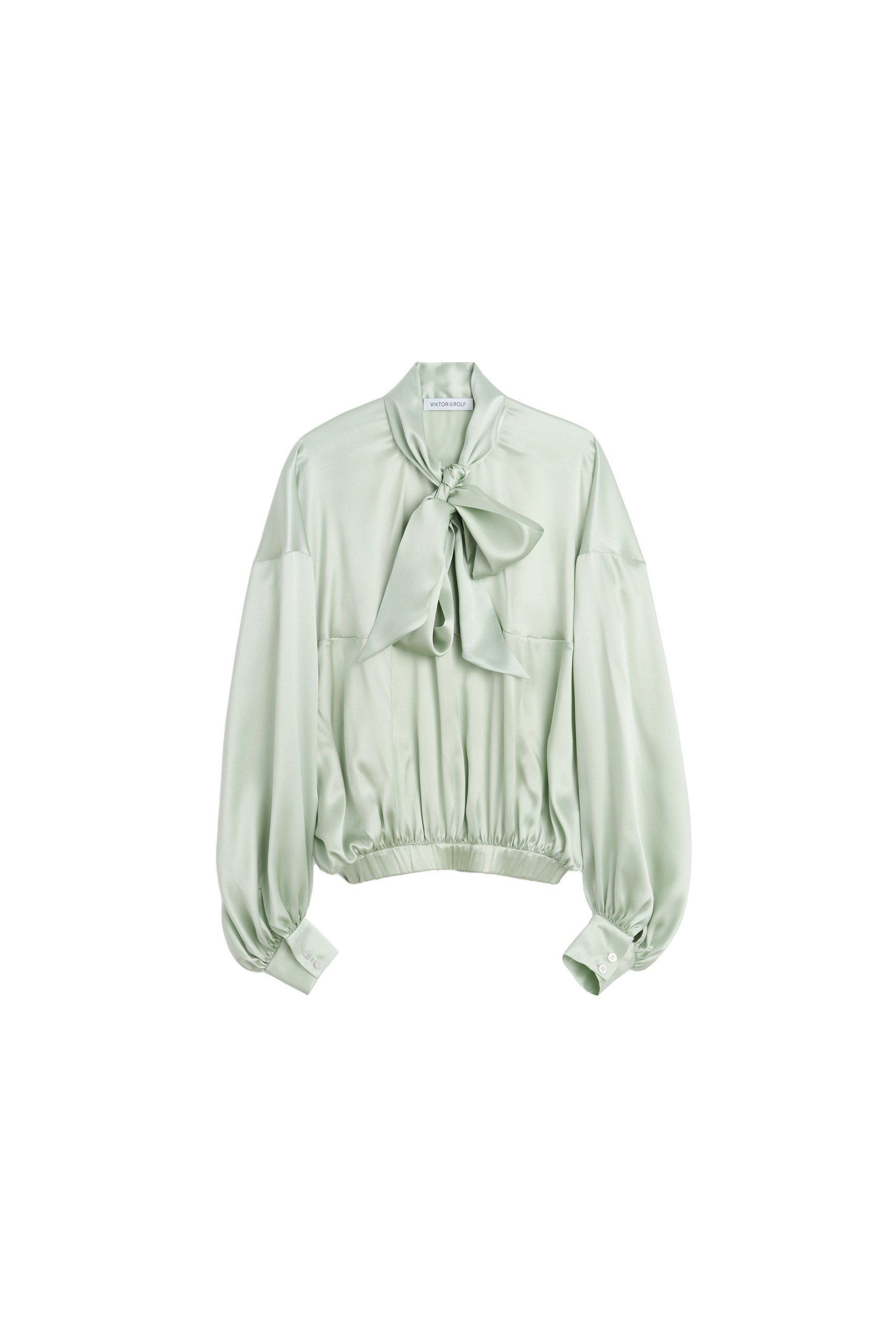 Viktor & Rolf Pussy Bow Silk Circle Blouse in Light Green