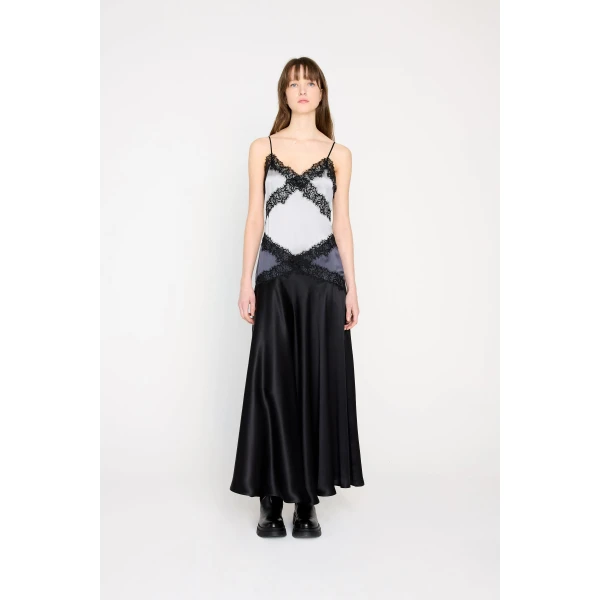 Viktor & Rolf Silk Lace Cami Dress in Black, view 2