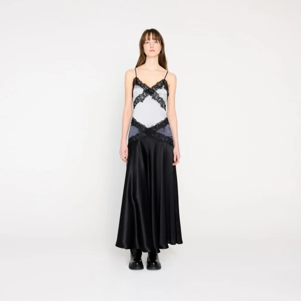 Viktor & Rolf Silk Lace Cami Dress in Black, view 5