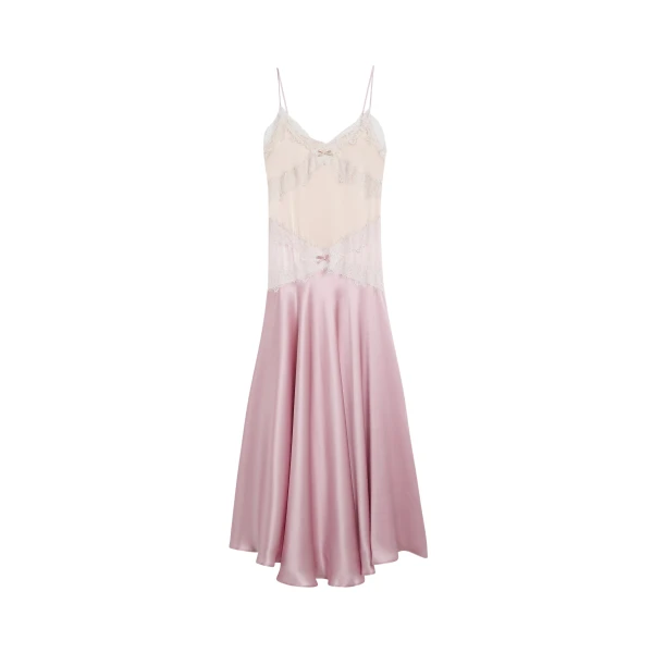 Viktor & Rolf Silk Lace Cami Dress in Pink