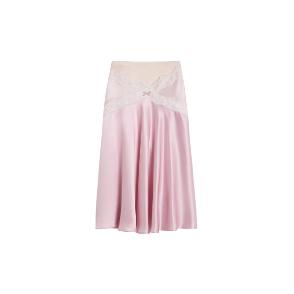 Viktor & Rolf Silk Lace Midi Skirt in Pink