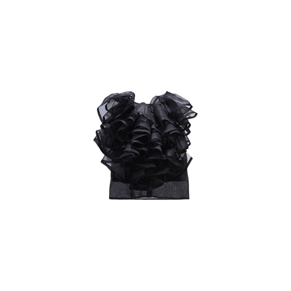 Viktor & Rolf Silk Volant Jabot Organza Top in Black