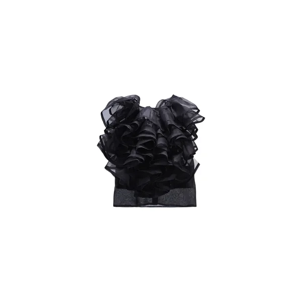 Viktor & Rolf Silk Volant Jabot Organza Top in Black