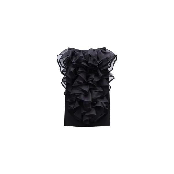 Viktor & Rolf Silk Volant Midi Skirt in Black