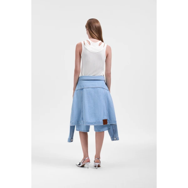 Viktor & Rolf Sleeve Tie Denim Shorts in Light Blue, view 3