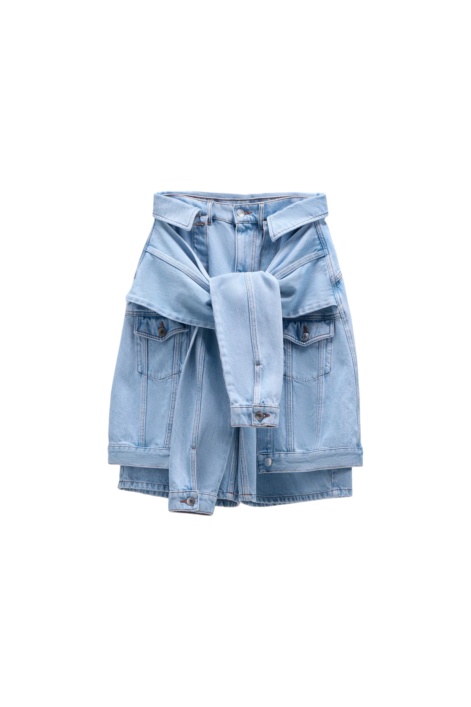 Viktor & Rolf Sleeve Tie Denim Shorts in Light Blue