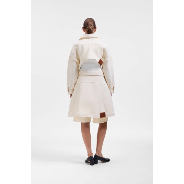 Viktor & Rolf Sleeve Tie Denim Shorts in Off White, view 3