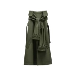 Viktor & Rolf Sleeve Tie Gabardine Midi Skirt in Green