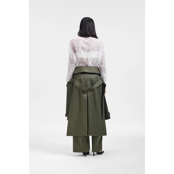 Viktor & Rolf Sleeve Tie Gabardine Wrap Trousers in Green, view 3