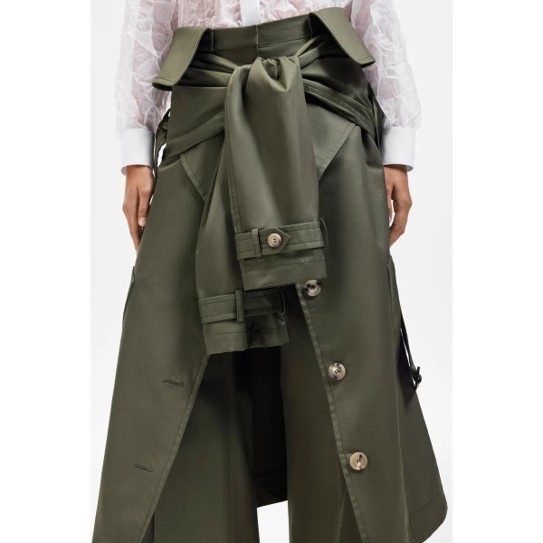 Viktor & Rolf Sleeve Tie Gabardine Wrap Trousers in Green, view 5