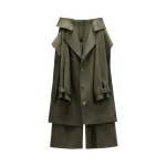 Viktor & Rolf Sleeve Tie Gabardine Wrap Trousers in Green