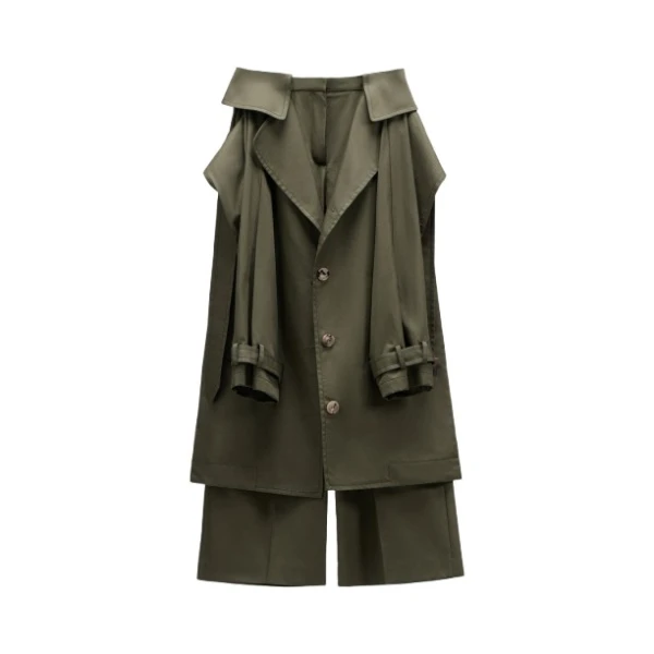 Viktor & Rolf Sleeve Tie Gabardine Wrap Trousers in Green