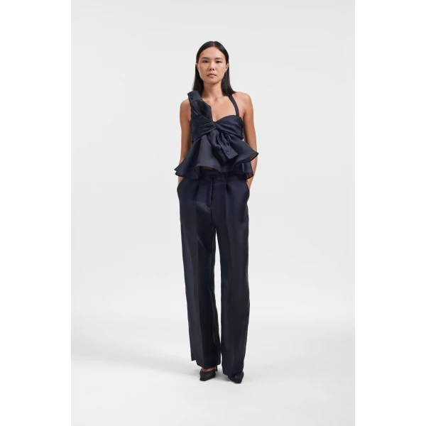 Viktor & Rolf Sleeve Tie Gazar Top in Black, view 2