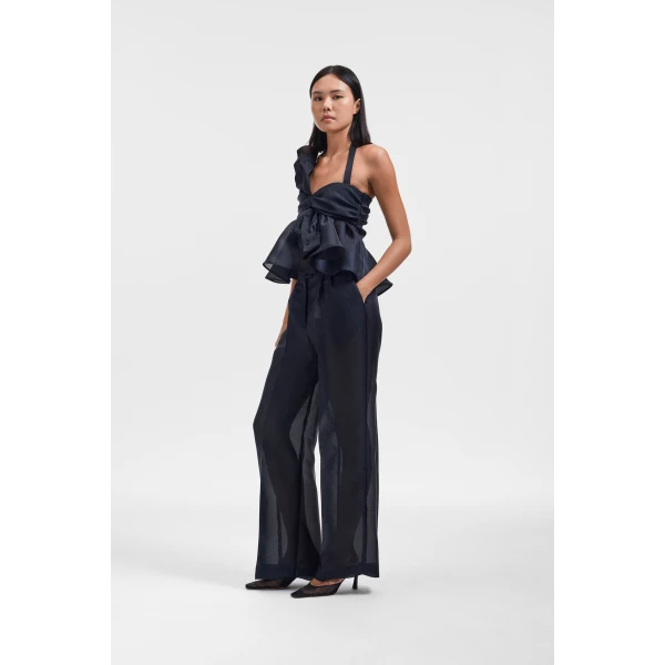 Viktor & Rolf Sleeve Tie Gazar Top in Black, view 4