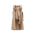 Viktor & Rolf Sleeve Tie Linen-Silk Blend Midi Skirt in Beige