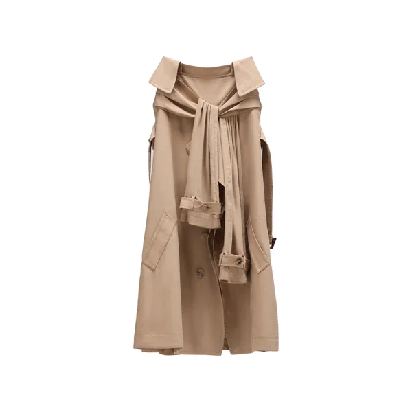 Viktor & Rolf Sleeve Tie Linen-Silk Blend Midi Skirt in Beige