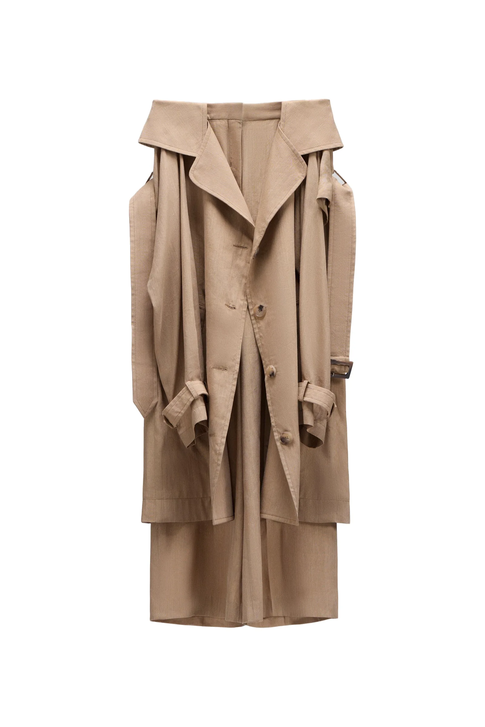 Viktor & Rolf Sleeve Tie Linen-Silk Blend Wrap Trousers in Beige