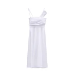 Viktor & Rolf Sleeve Tie Poplin Dress in White