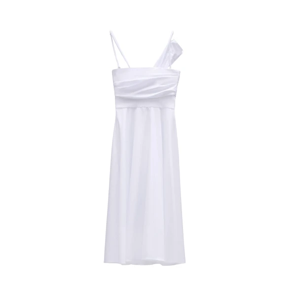 Viktor & Rolf Sleeve Tie Poplin Dress in White