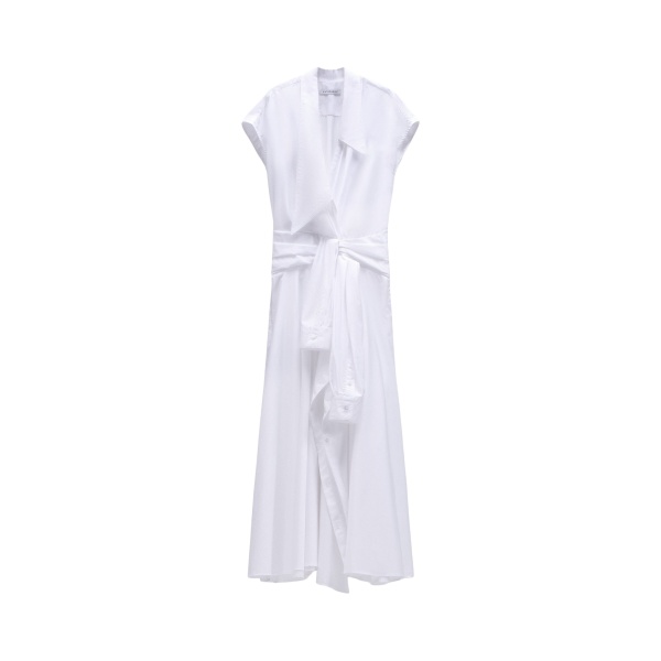 Viktor & Rolf Sleeve Tie Poplin Wrap Dress in White