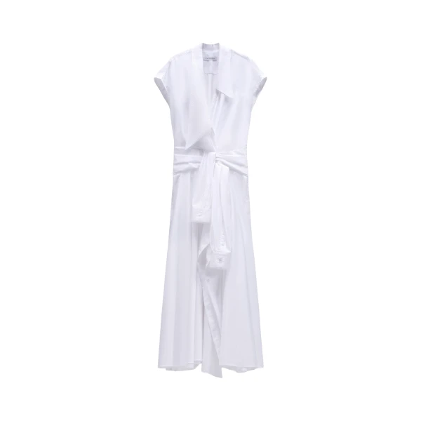 Viktor & Rolf Sleeve Tie Poplin Wrap Dress in White