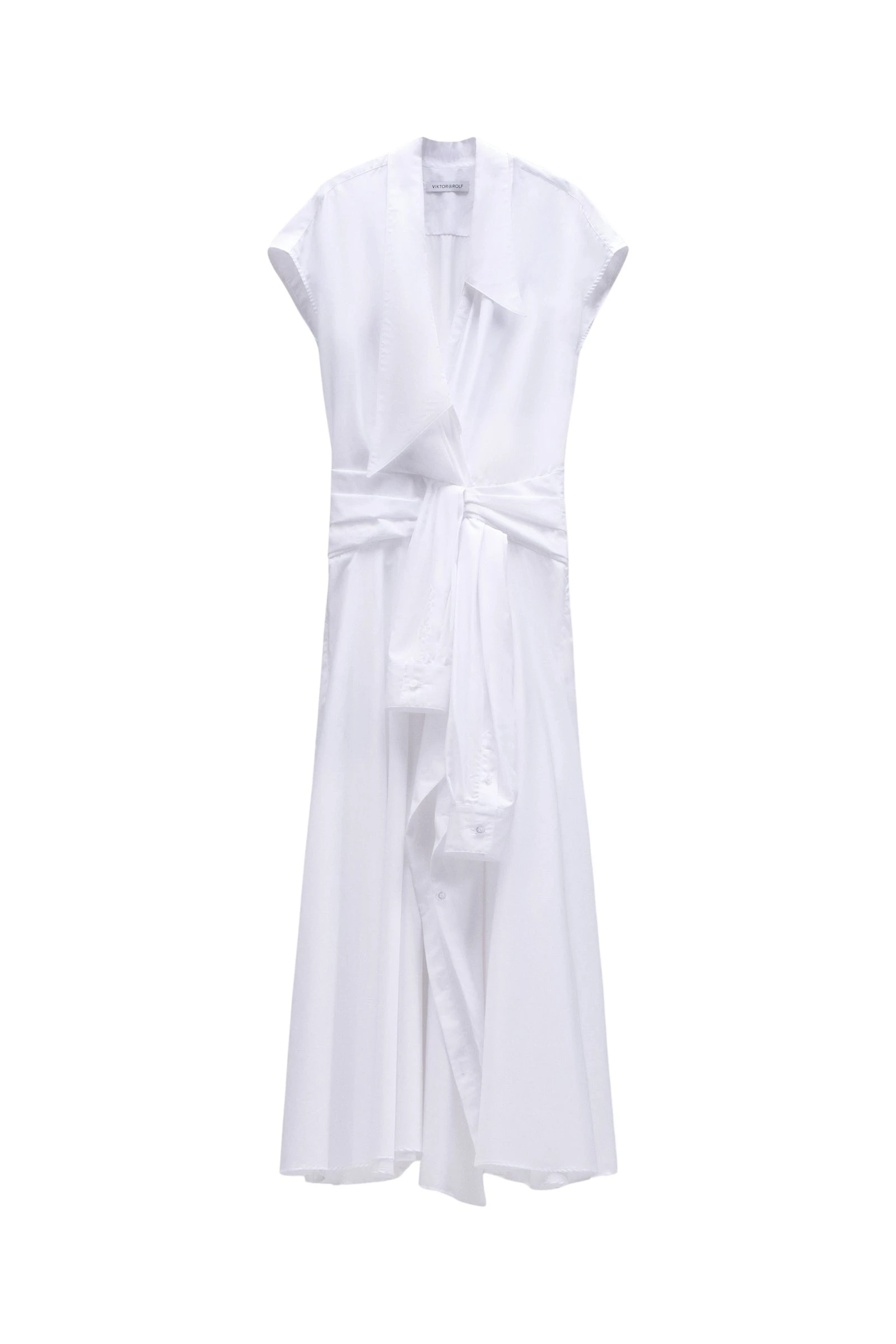 Viktor & Rolf Sleeve Tie Poplin Wrap Dress in White