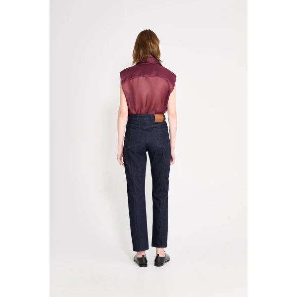 Viktor & Rolf Straight Fit 5 Pocket Jeans in Dark Blue, view 3
