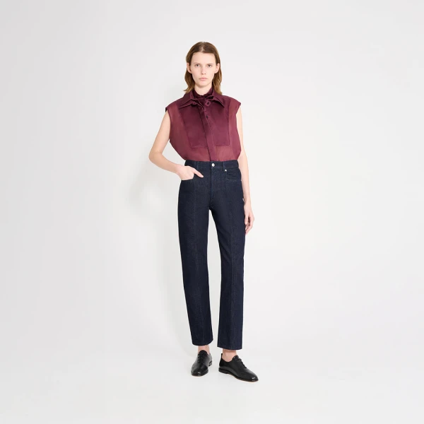 Viktor & Rolf Straight Fit 5 Pocket Jeans in Dark Blue, view 5