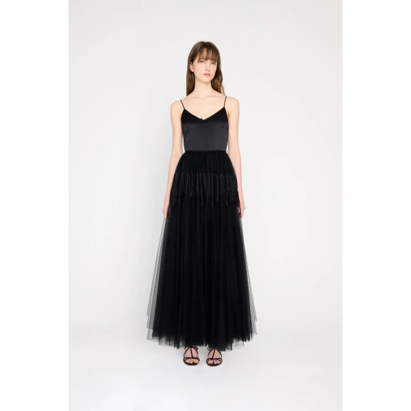 Viktor & Rolf Tulle & Lace Cami Gown in Black, view 2
