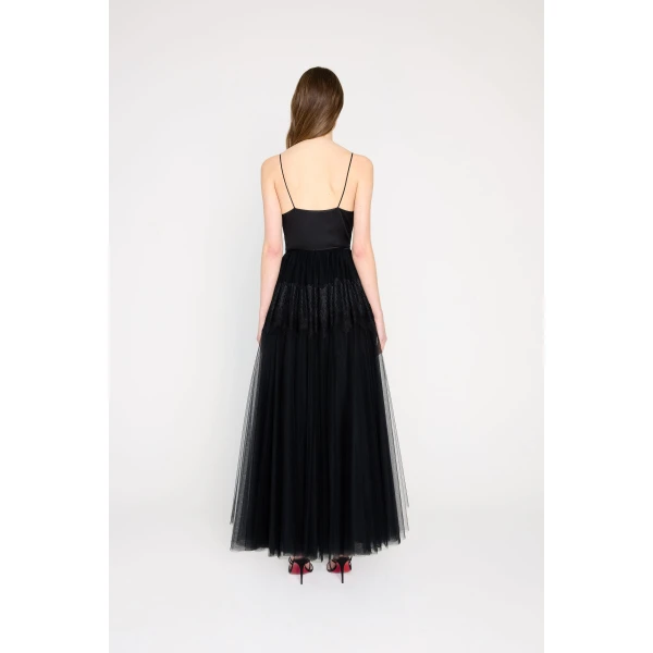 Viktor & Rolf Tulle & Lace Cami Gown in Black, view 3