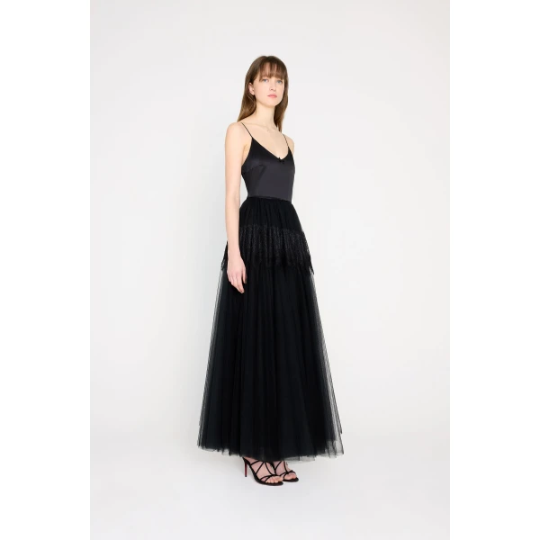 Viktor & Rolf Tulle & Lace Cami Gown in Black, view 4