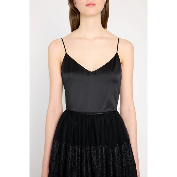 Viktor & Rolf Tulle & Lace Cami Gown in Black, view 5