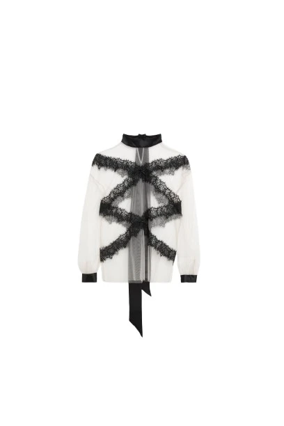 Viktor-Rolf-Tulle-Lace-Long-Sleeve-Blouse-in-Grey29584_nobg Viktor & Rolf Tulle & Lace Long Sleeve Blouse in Grey