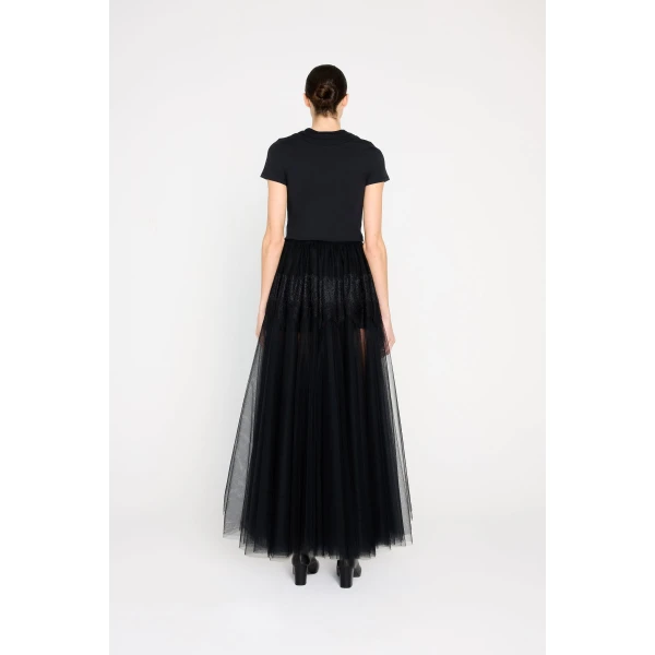 Viktor & Rolf Tulle & Lace Maxi Skirt in Black, view 3