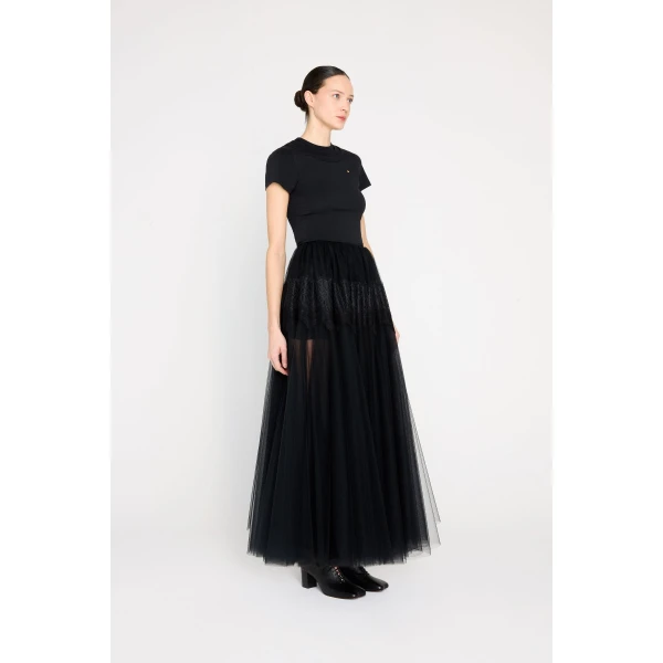 Viktor & Rolf Tulle & Lace Maxi Skirt in Black, view 4