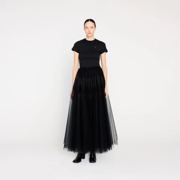 Viktor & Rolf Tulle & Lace Maxi Skirt in Black, view 6