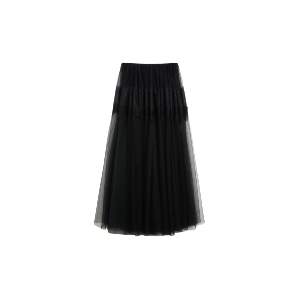 Viktor & Rolf Tulle & Lace Maxi Skirt in Black
