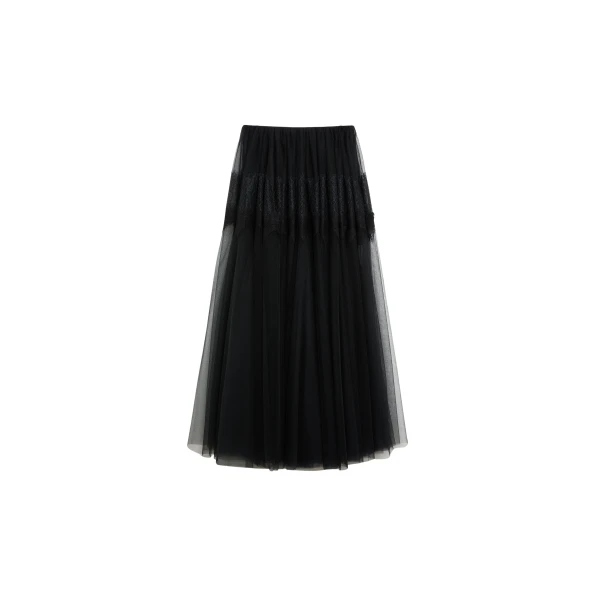 Viktor & Rolf Tulle & Lace Maxi Skirt in Black