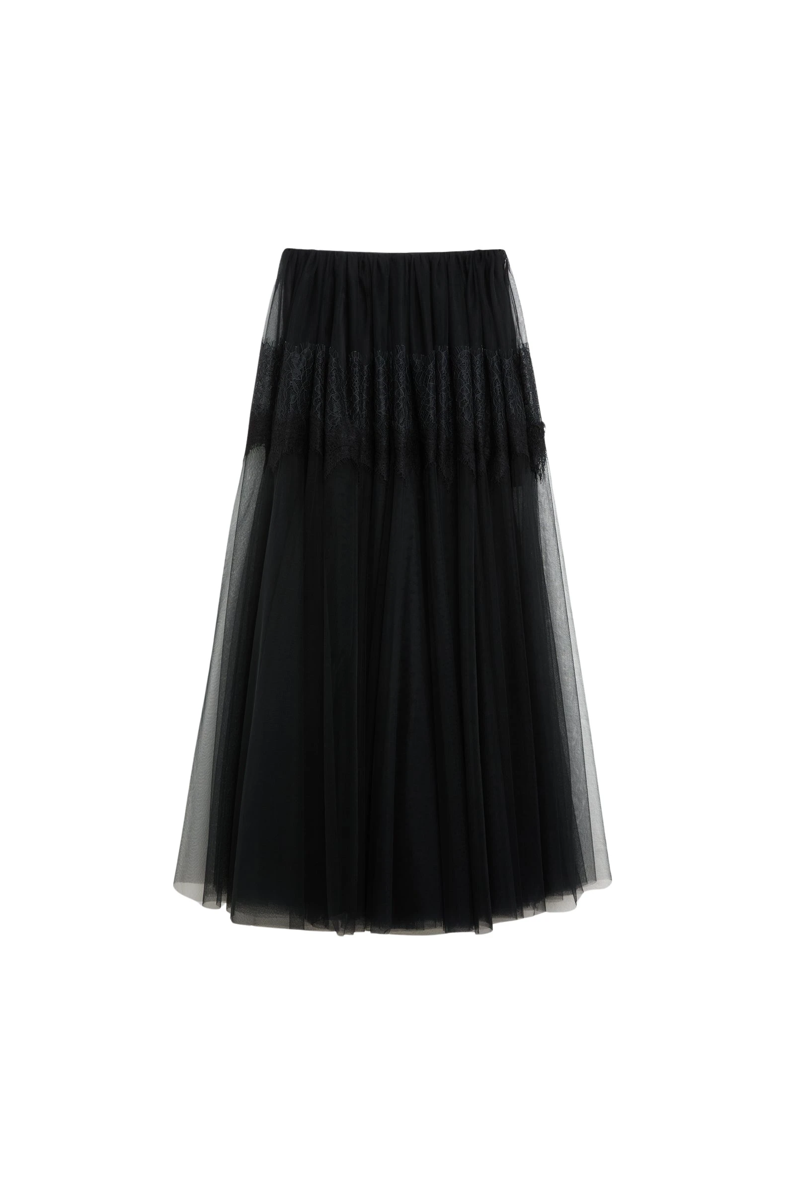 Viktor & Rolf Tulle & Lace Maxi Skirt in Black