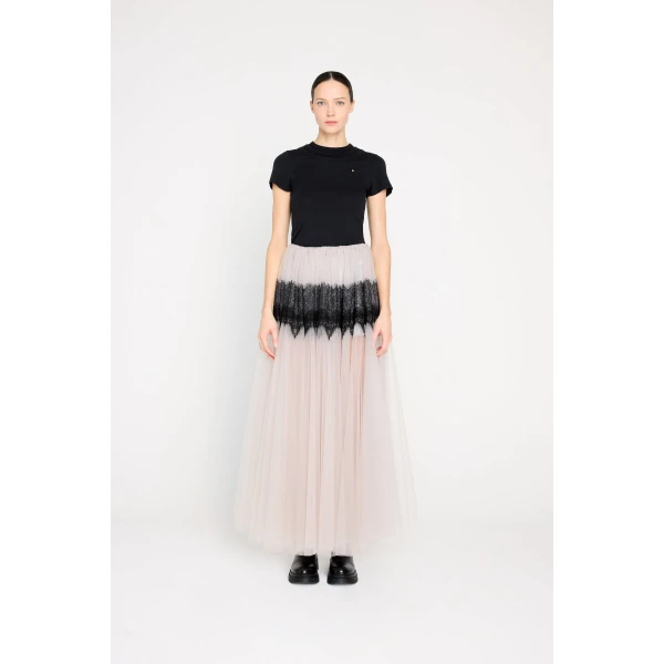 Viktor & Rolf Tulle & Lace Maxi Skirt in Grey, view 2