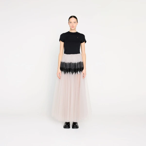 Viktor & Rolf Tulle & Lace Maxi Skirt in Grey, view 5