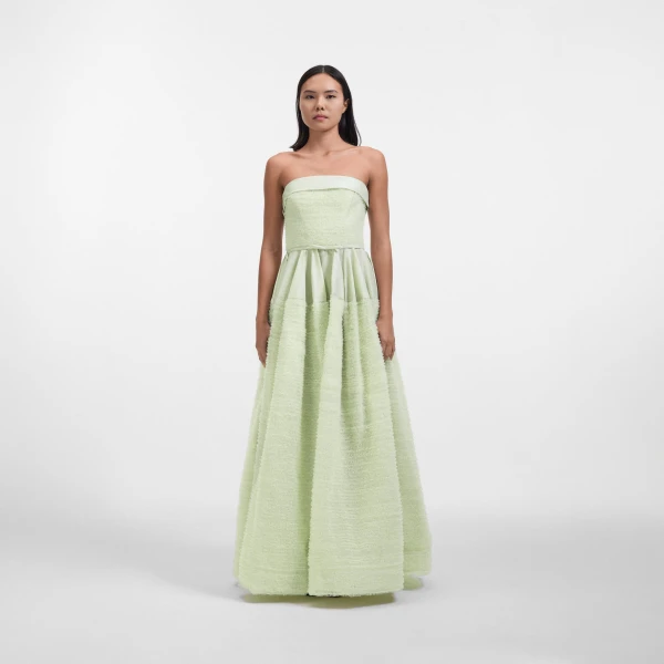 Viktor & Rolf Tulle Ruffle Circle Maxi Dress in Light Green, view 6