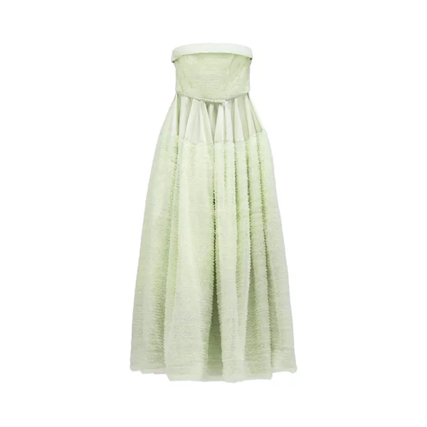 Viktor & Rolf Tulle Ruffle Circle Maxi Dress in Light Green