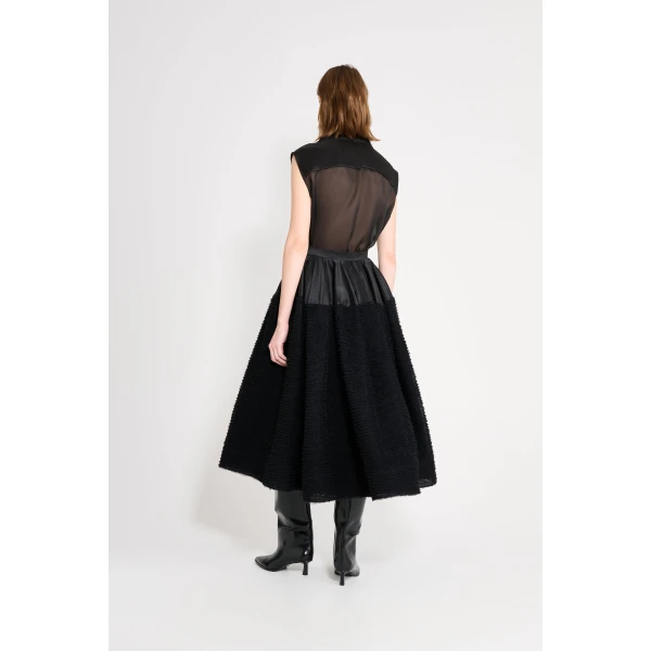 Viktor & Rolf Tulle Ruffle Circle Maxi Skirt in Black, view 3